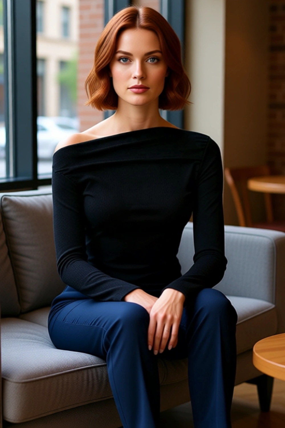 Moda Kayık Yaka Örme Slim Düz Desen Casual Günlük Uzun Uzun Kol Bluz