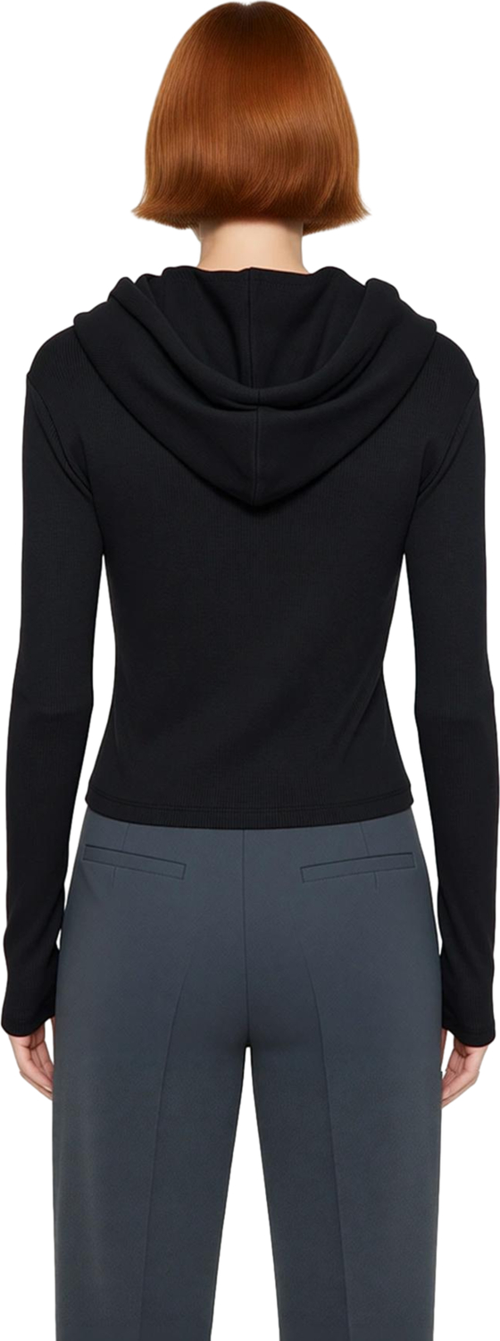 Stil Kadın ve Fermuarlı Fitilli Fitted Vücuda Oturan Esnek Bluz Crop Örme Slim Kalıp