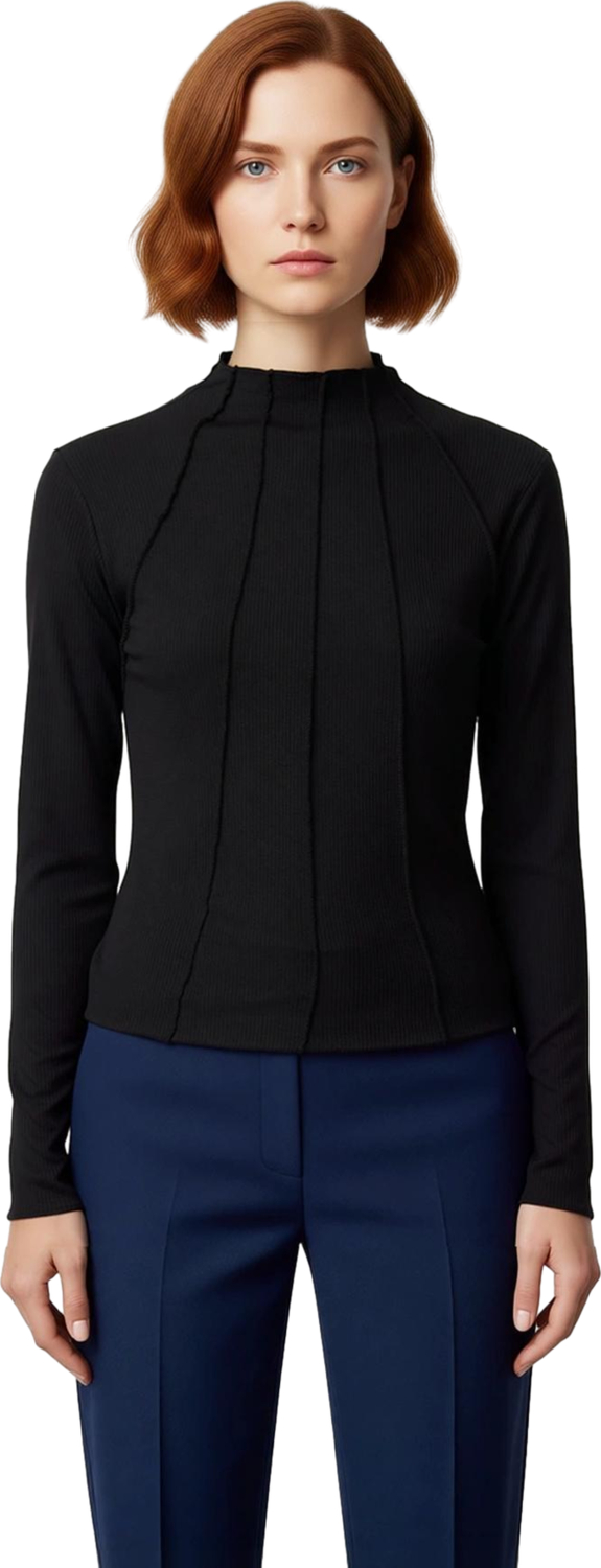 Kadın Polyester Esnek Örme Bluz Regular Kalıp Bisiklet Yaka Fermuarlı Uzun Kollu Casual Günlük