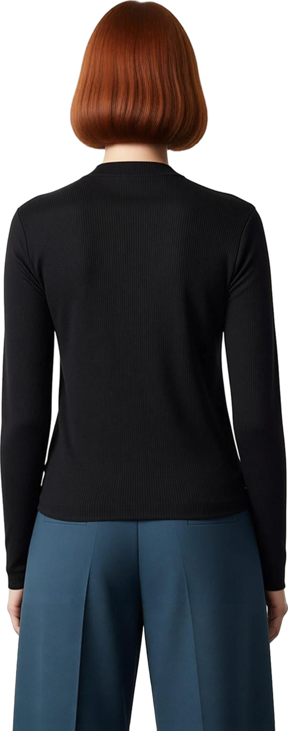 Kadın Polyester Esnek Örme Bluz Regular Kalıp Bisiklet Yaka Fermuarlı Uzun Kollu Casual Günlük