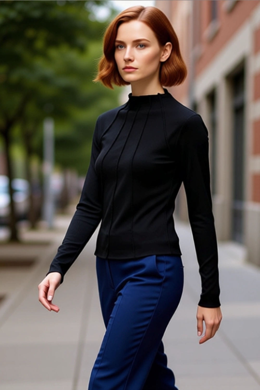 Kadın Polyester Esnek Örme Bluz Regular Kalıp Bisiklet Yaka Fermuarlı Uzun Kollu Casual Günlük