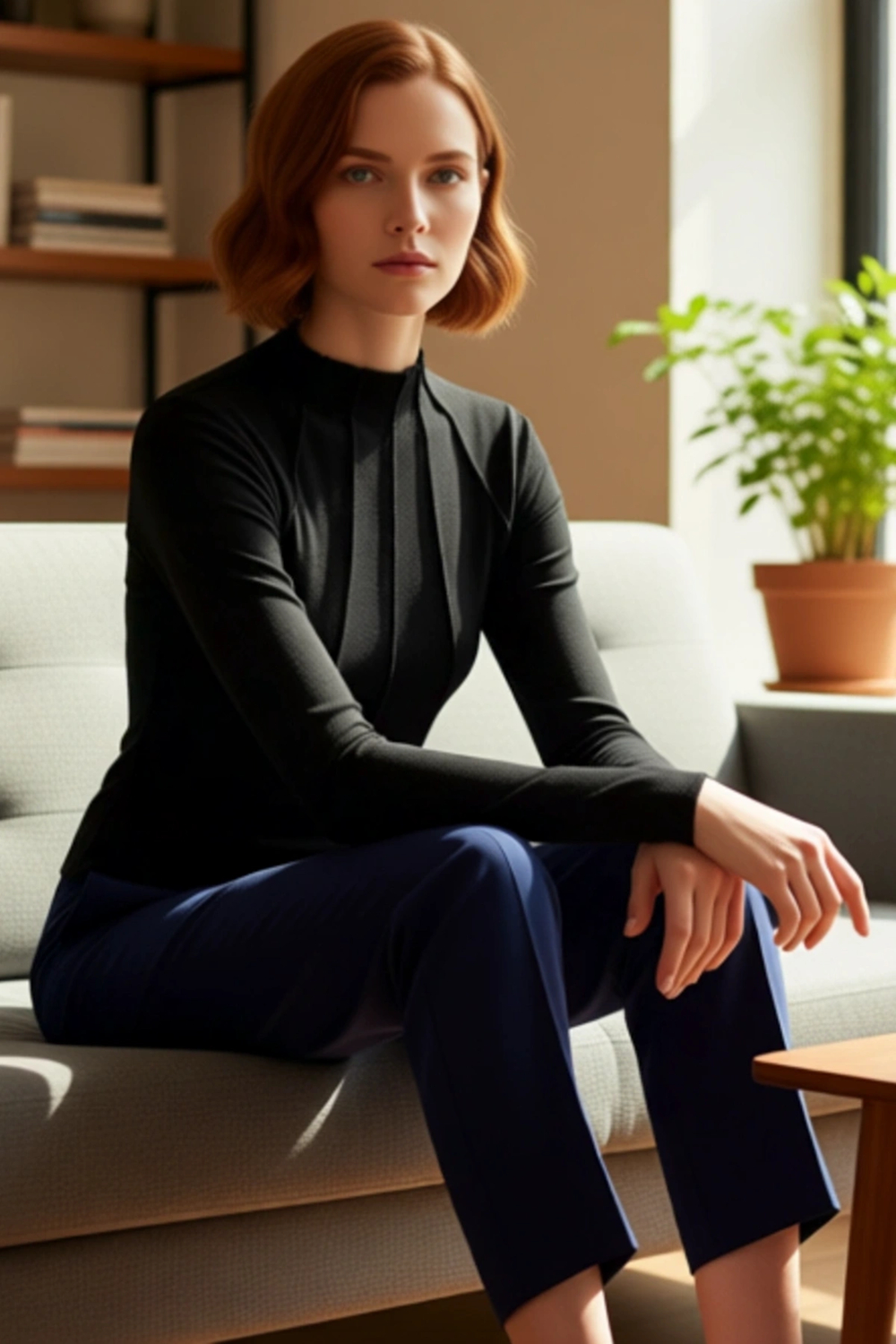 Kadın Polyester Esnek Örme Bluz Regular Kalıp Bisiklet Yaka Fermuarlı Uzun Kollu Casual Günlük