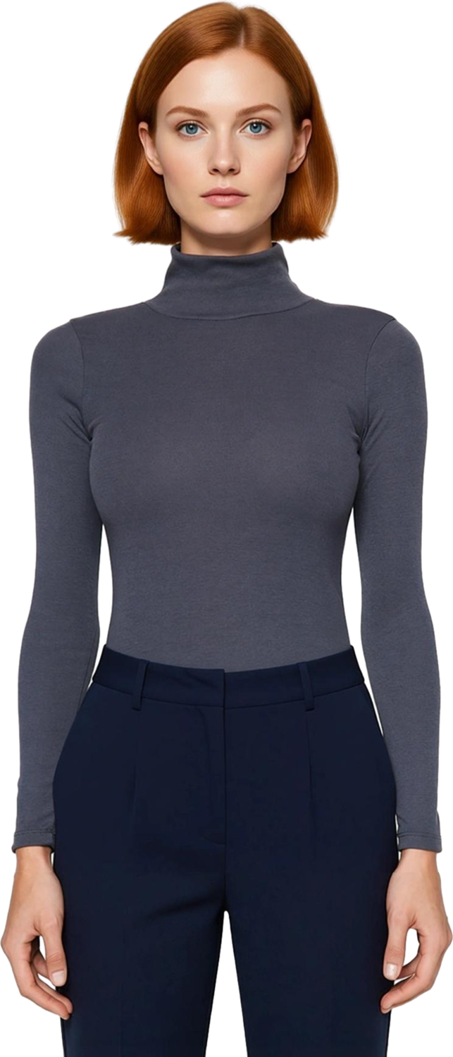 Kadın Casual Günlük Esnek Vücuda Oturan Balıkçı Yaka Uzun Kollu Örme Bluz Cool & Comfort Tarzıyla