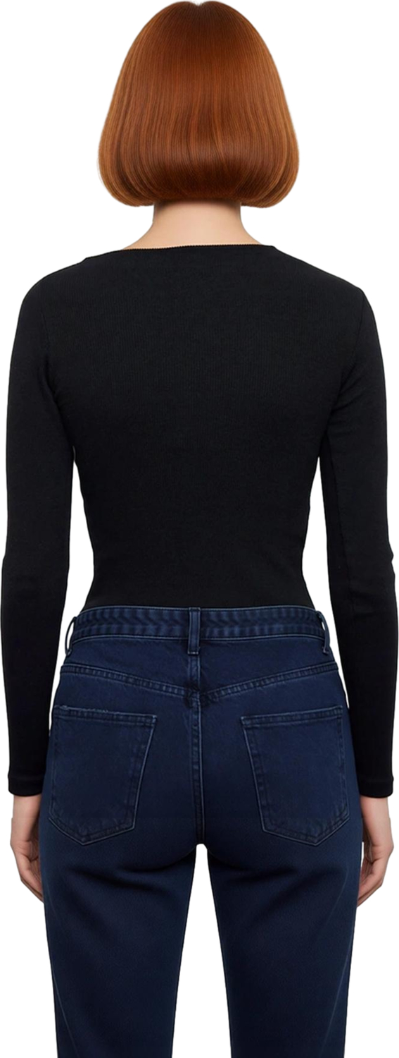 Stil Kadın Fitted Vücuda Oturan Fitilli Esnek Bluz Regular Örme Slim Kalıp Düşük Kol