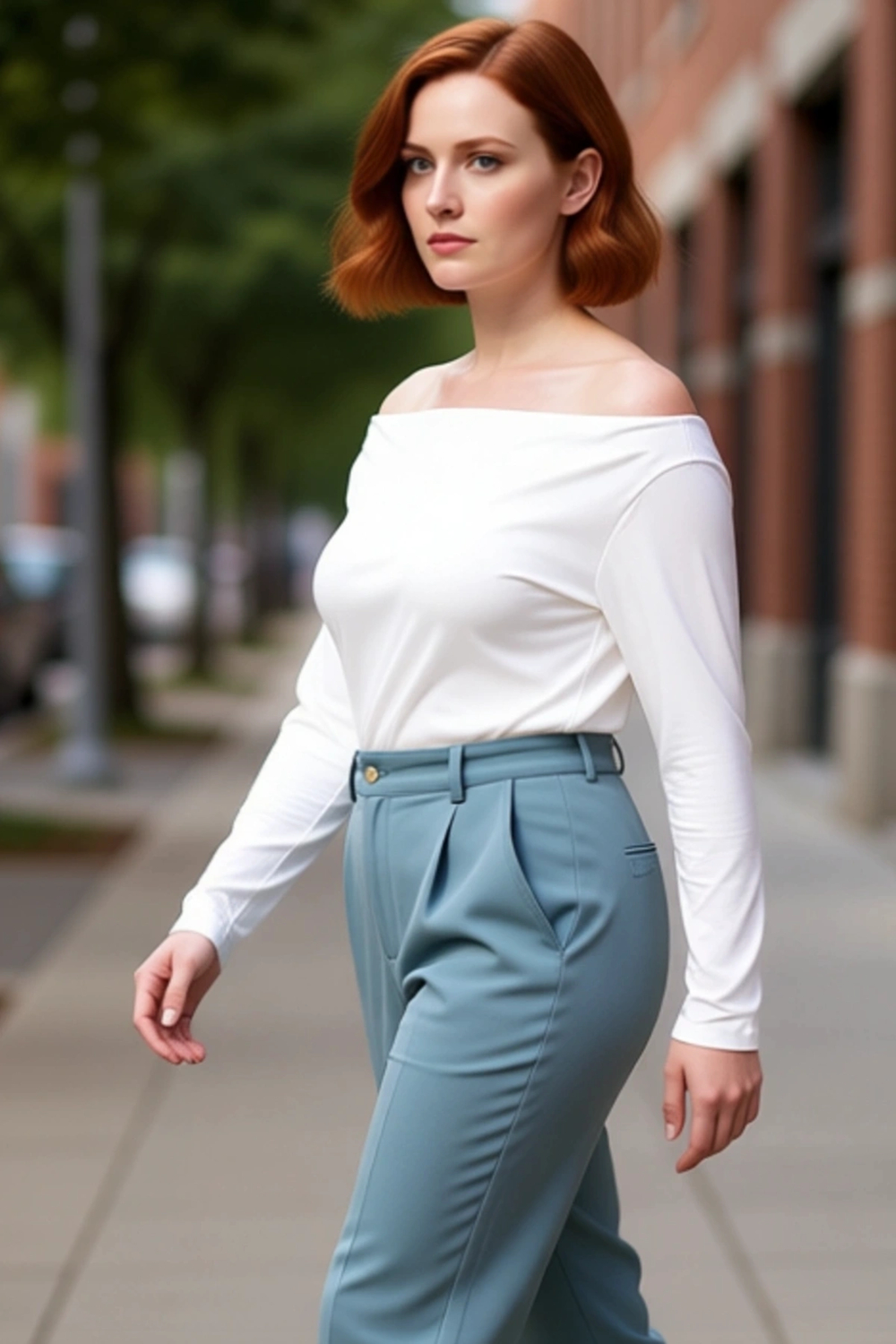 Moda Büyük Beden Carmen Yaka Örme Fit Düz Desen Casual Günlük Regular Uzun Kol Bluz
