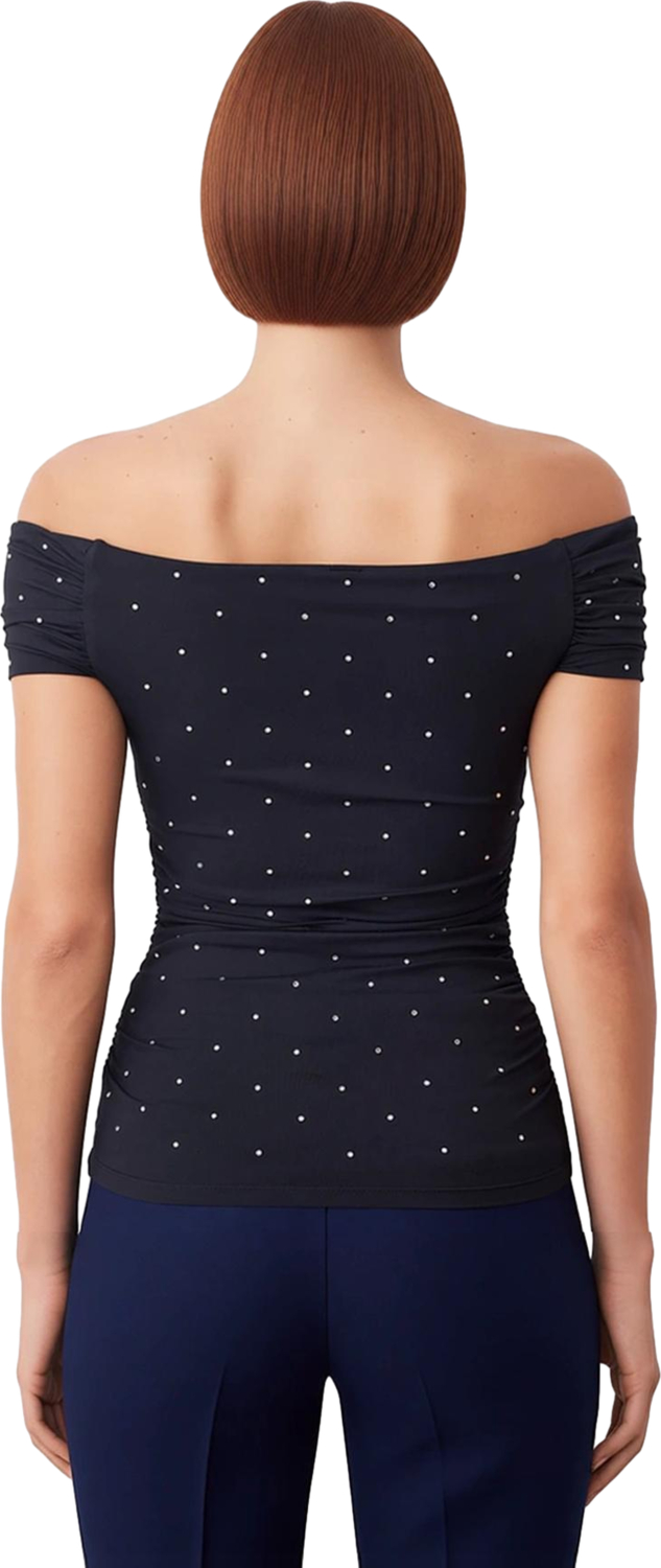 Kadın Off Shoulder Noktalı Örme Üst Günün Her Anı İçin Şıklık Kaliteli Şık Rahat Modern Zarif