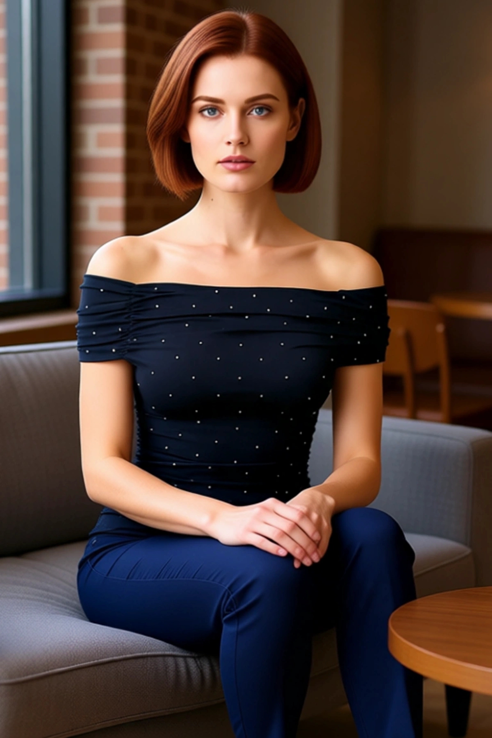 Kadın Off Shoulder Noktalı Örme Üst Günün Her Anı İçin Şıklık Kaliteli Şık Rahat Modern Zarif