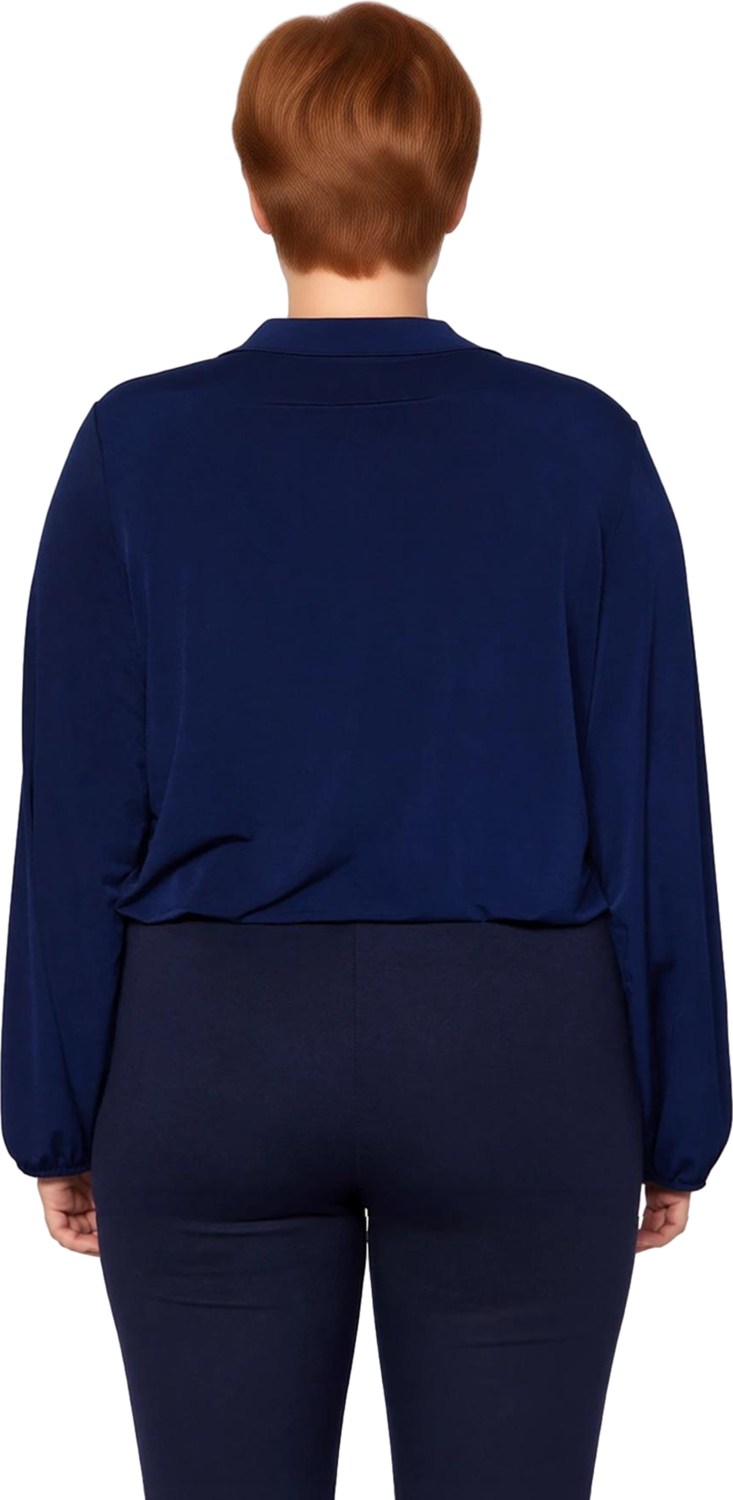Moda Büyük Beden Kruvaze Örme Regular Düz Desen Casual Günlük Regular Uzun Kol Bluz