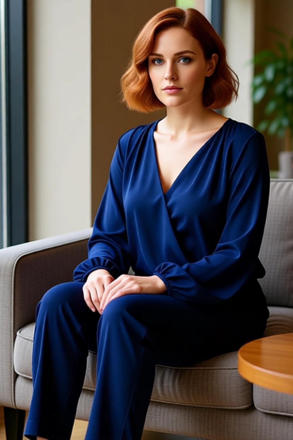 Moda Büyük Beden Kruvaze Örme Regular Düz Desen Casual Günlük Regular Uzun Kol Bluz