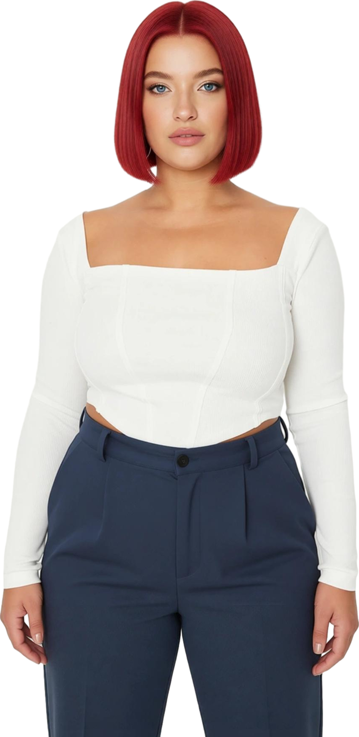 Kadın Cool & Comfort Tarzı Örme Crop Bluz Vücuda Oturan Bodycone Silueti İle Günlük Kullanım