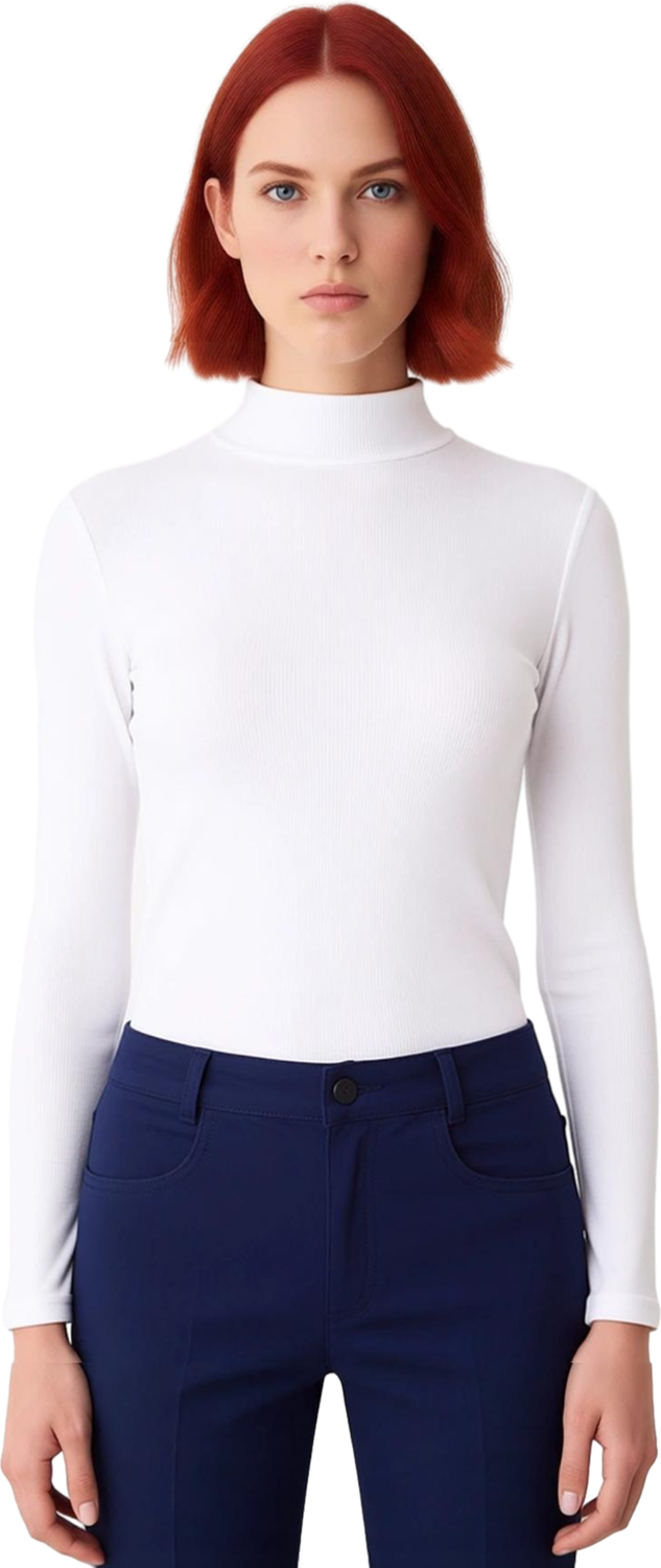 Moda Dik Yaka Örme Slim Düz Desen Casual Günlük Regular Uzun Kol Bluz