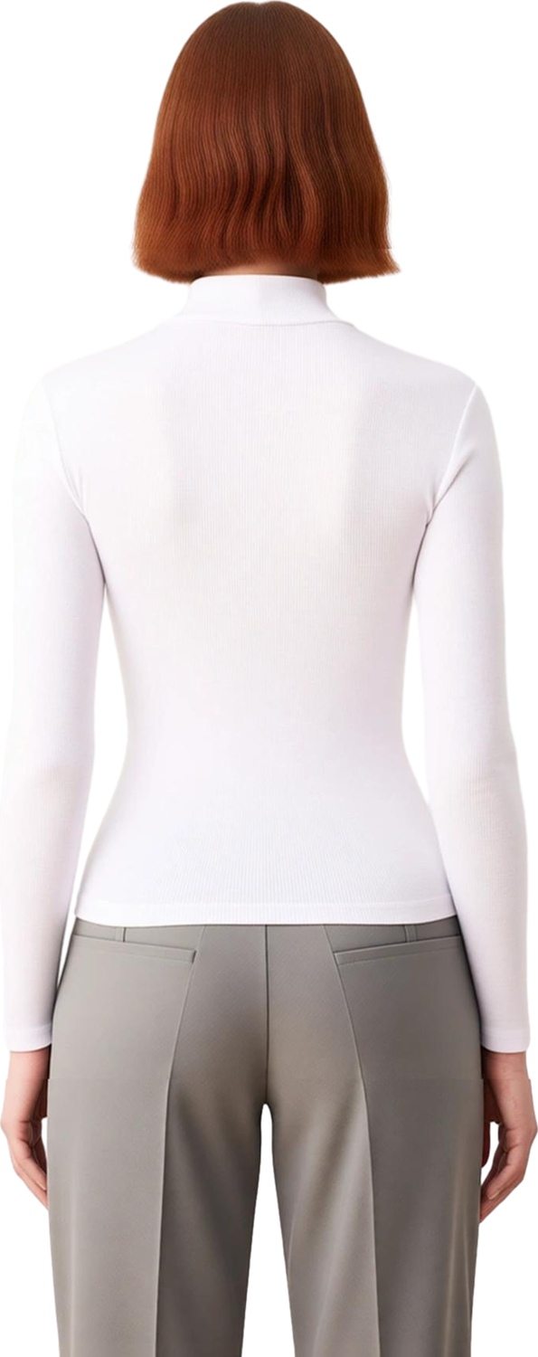 Moda Dik Yaka Örme Slim Düz Desen Casual Günlük Regular Uzun Kol Bluz