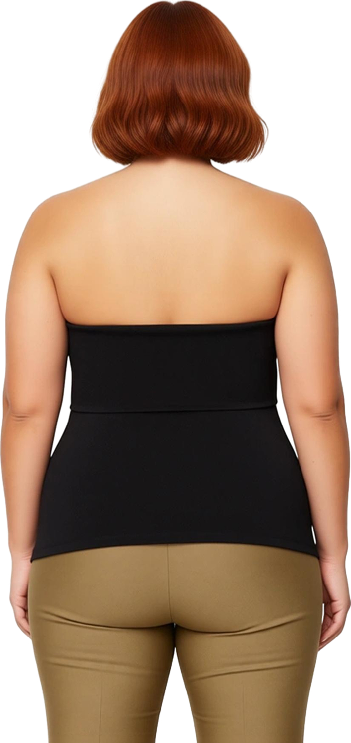 Kadın Bodycone Siluetli Straplez Yaka Polyester Karışımlı Bluz Günlük Casual Kullanım İçin