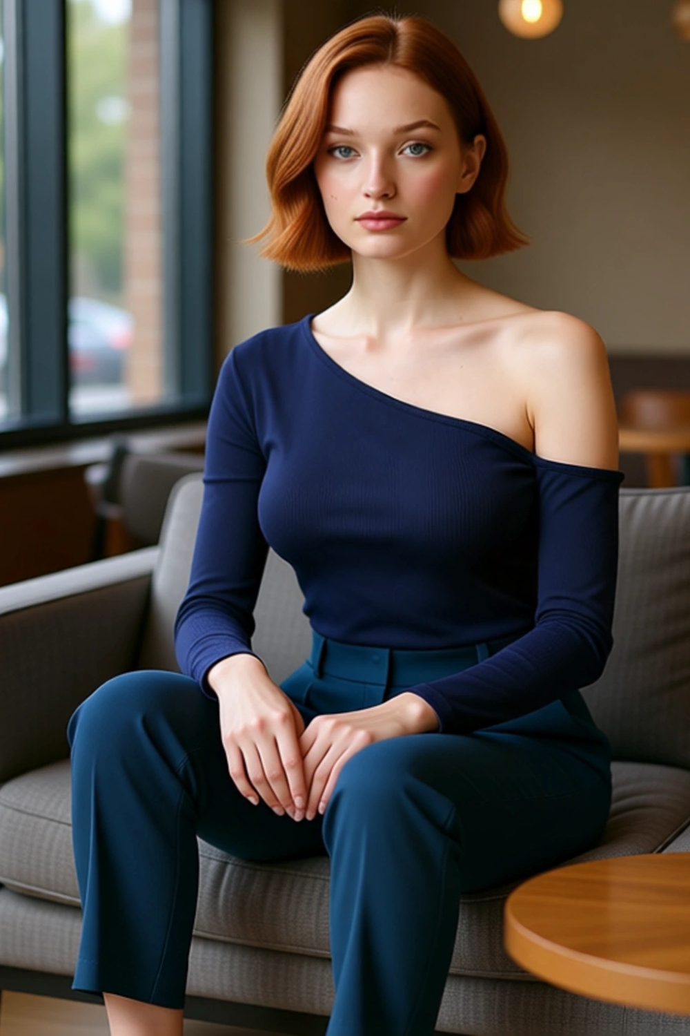 Kadın Bordo Fitted Vücuda Oturan Asimetrik Yaka Düşük Kol Örme Bluz Uzun Kollu Crop Kesim Rahat