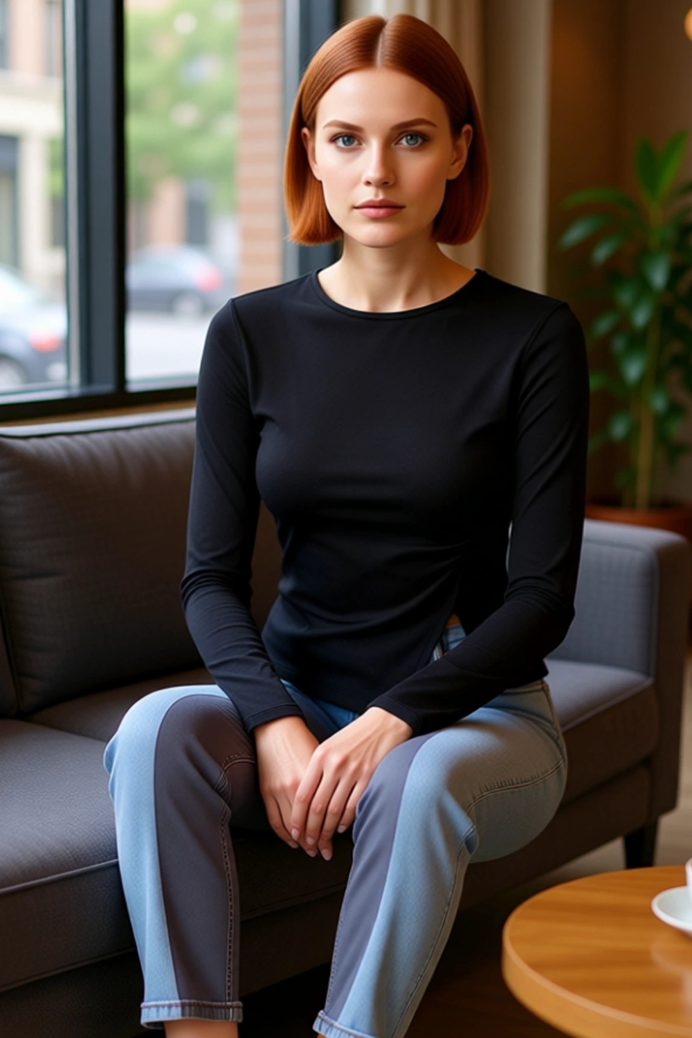 Moda Bisiklet Yaka Örme Slim Düz Desen Casual Günlük Regular Uzun Kol Bluz