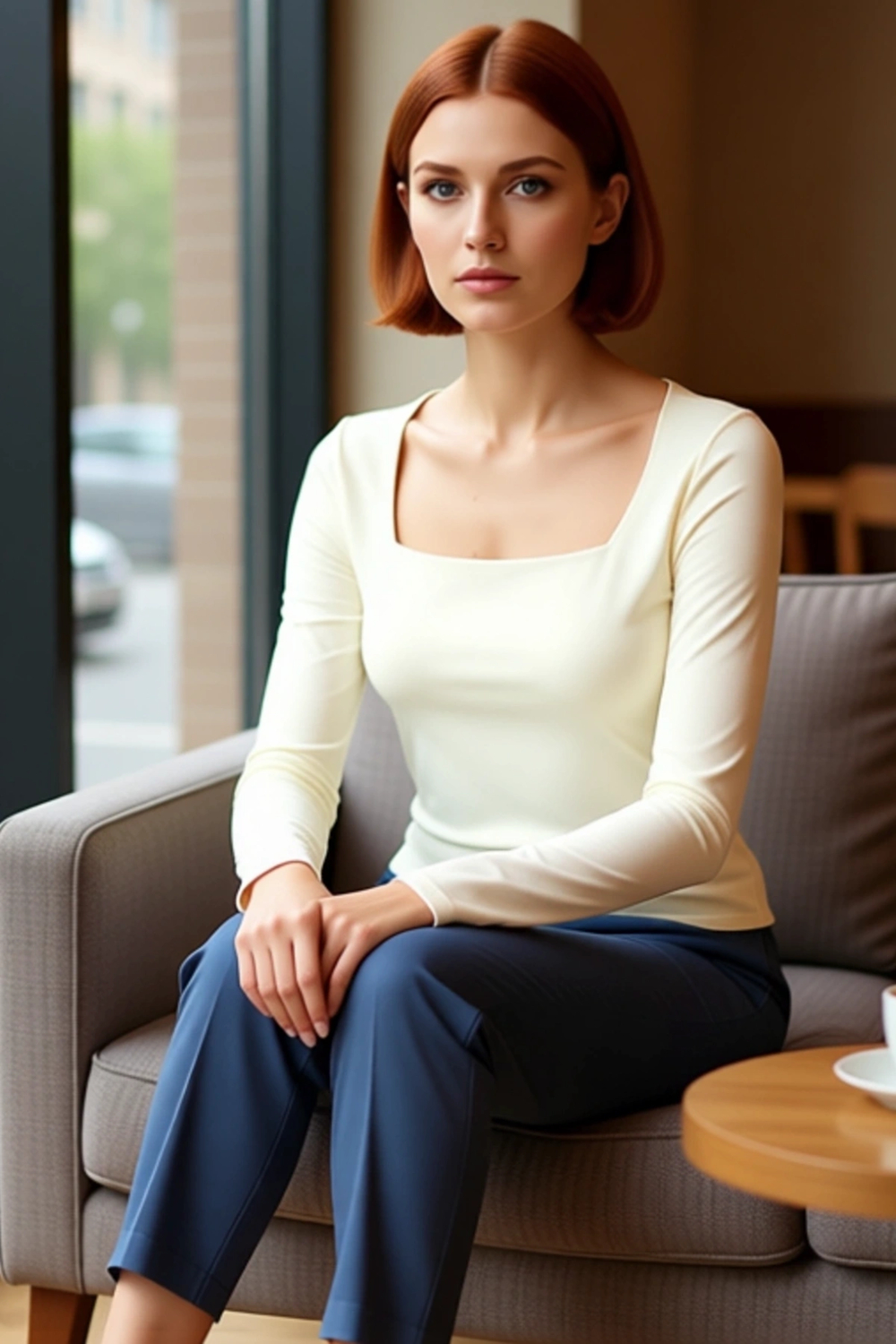Moda Kare Yaka Örme Slim Düz Desen Casual Günlük Regular Uzun Kol Bluz