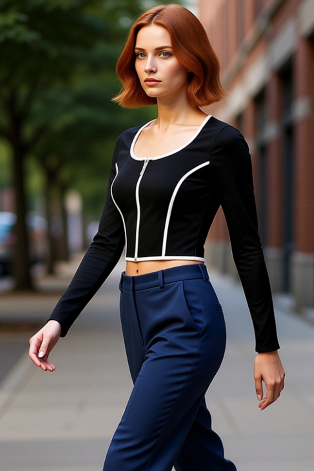 Stil Kadın Kontrast Biye Detaylı Fitted Vücuda Oturan Esnek Bluz Standart Örme Regular Kalıp
