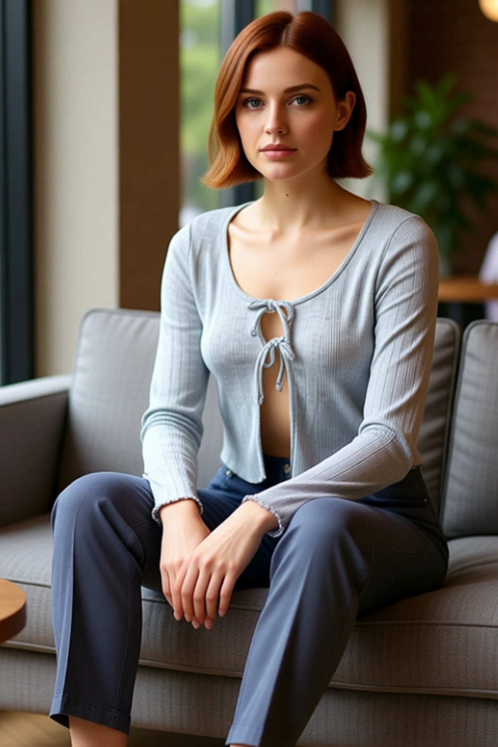Stil Kadın Bağlama Detaylı Fitted Vucuda Oturan Esnek Bluz Regular Örme Slim Kalıp