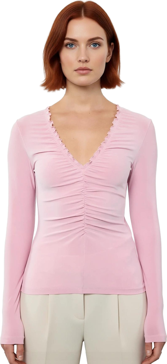 Stil Kadın Büzgü Drape Detaylı Vücuda Oturan Esnek Bluz Regular Örme Slim Kalıp