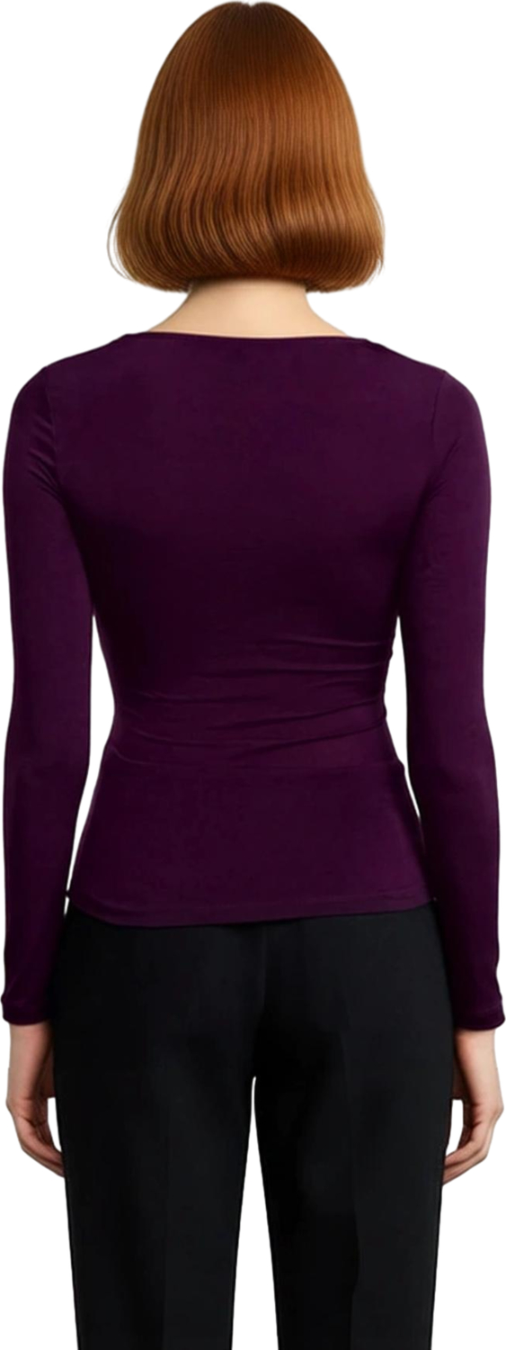Stil Kadın Büzgü Drape Detaylı Fitted Vücuda Oturan Kollu Esnek Bluz Crop Örme Slim Kalıp