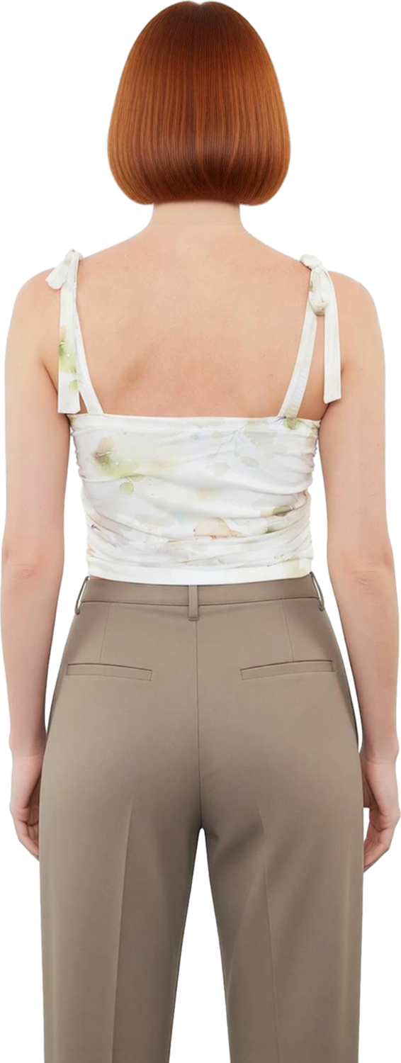 Stil Kadın Animal Leopar Desenli Bağlama Detaylı Esnek Bluz Crop Örme Slim Kalıp