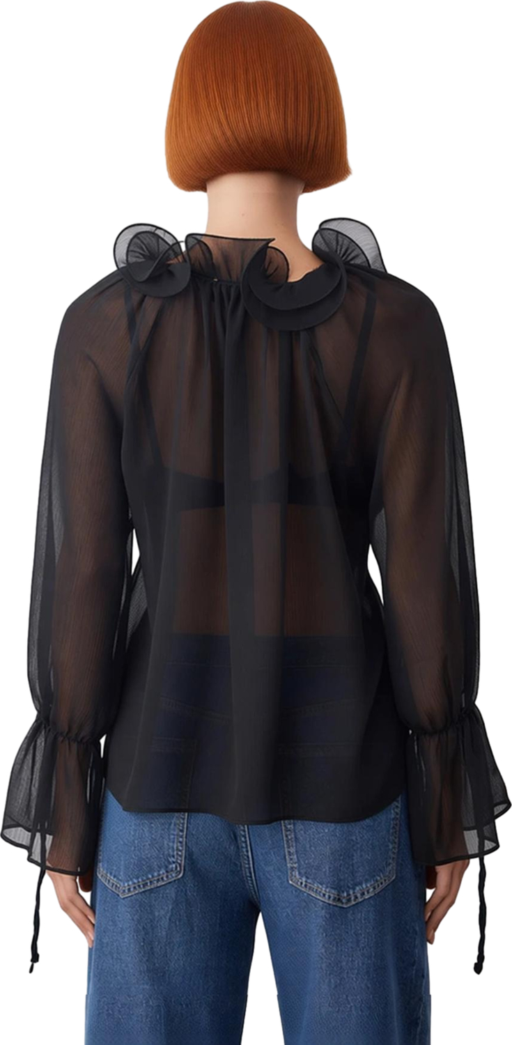 Kadın Şifon Bluz Boyundan Bağlamalı Oversize Fit Uzun Kollu Tasarım Kaliteli Şık Rahat Modern