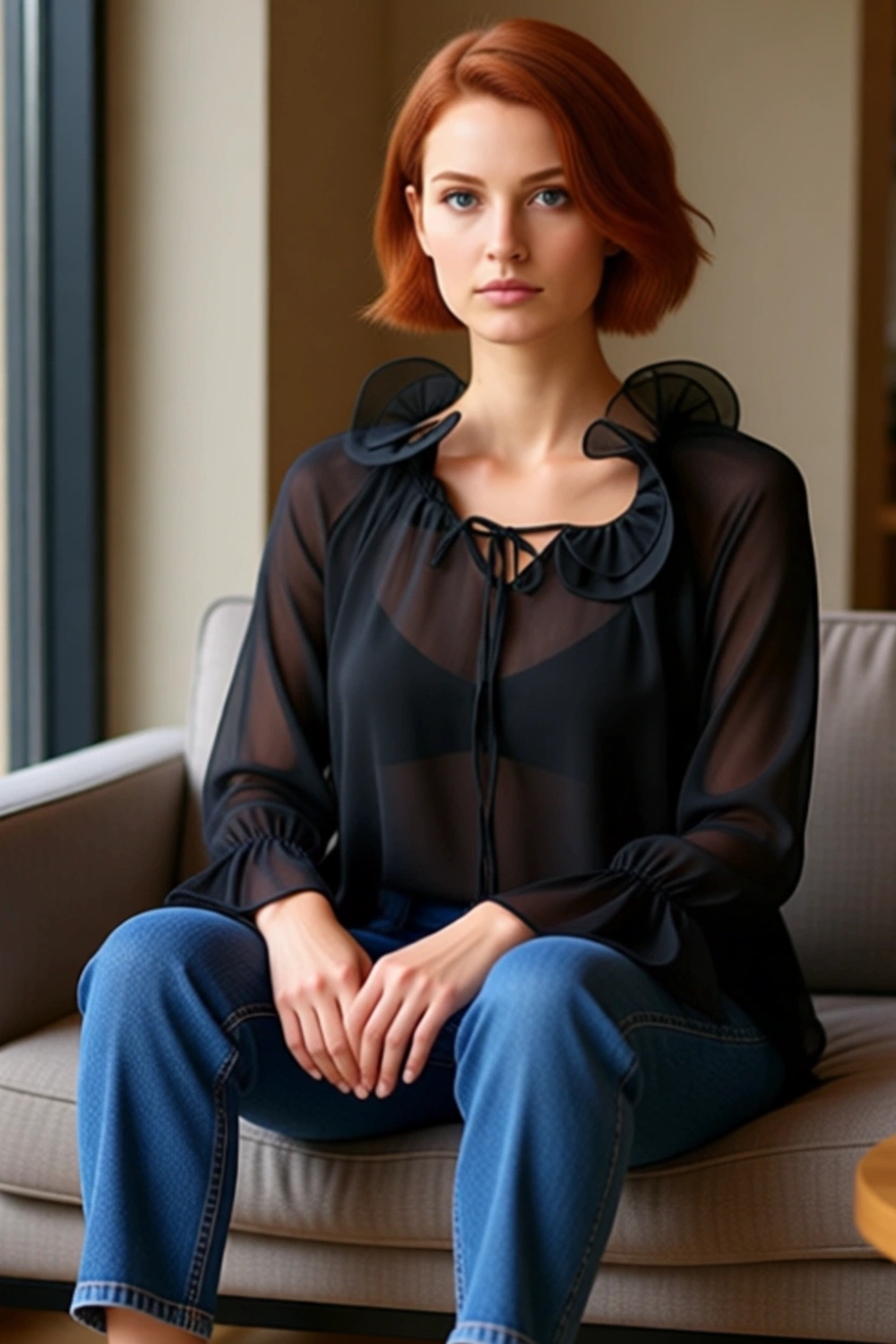 Kadın Şifon Bluz Boyundan Bağlamalı Oversize Fit Uzun Kollu Tasarım Kaliteli Şık Rahat Modern
