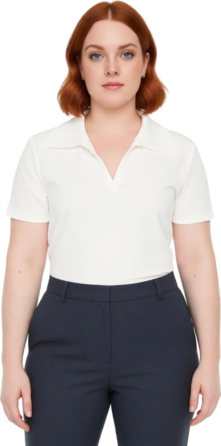 Kadın Basic Vücuda Oturan Polo Yaka Kısa Kollu Kaşkorse Bluz Cool & Comfort Yazlık Rahat Giyim