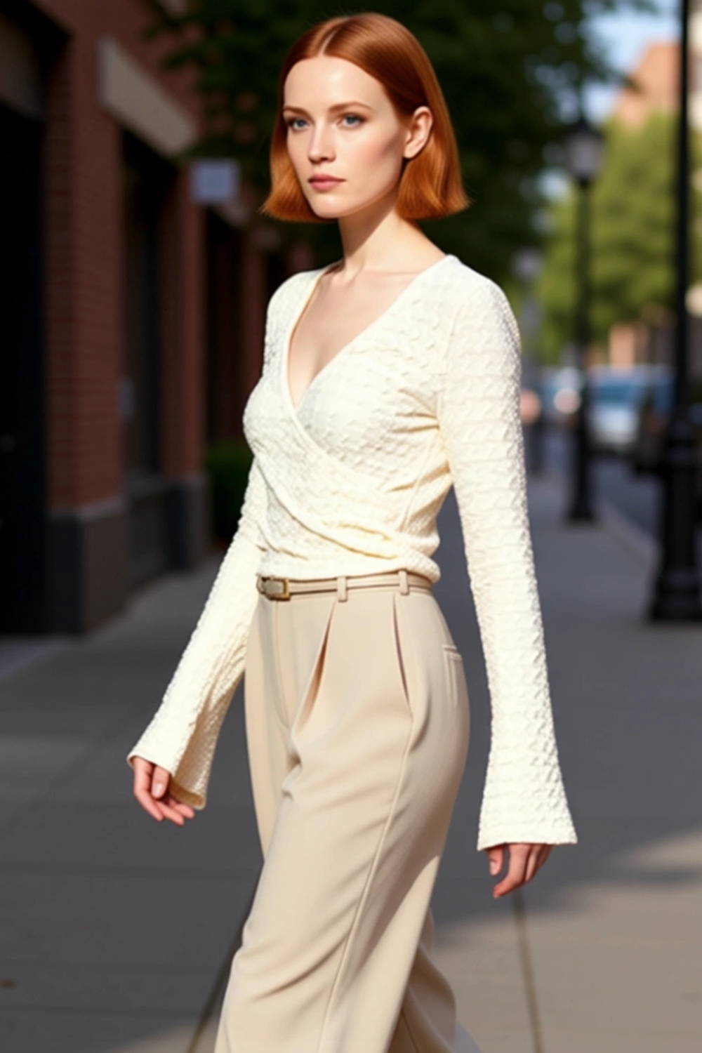 Moda Kruvaze Örme Regular Düz Desen Casual Günlük Crop Uzun Kol Bluz