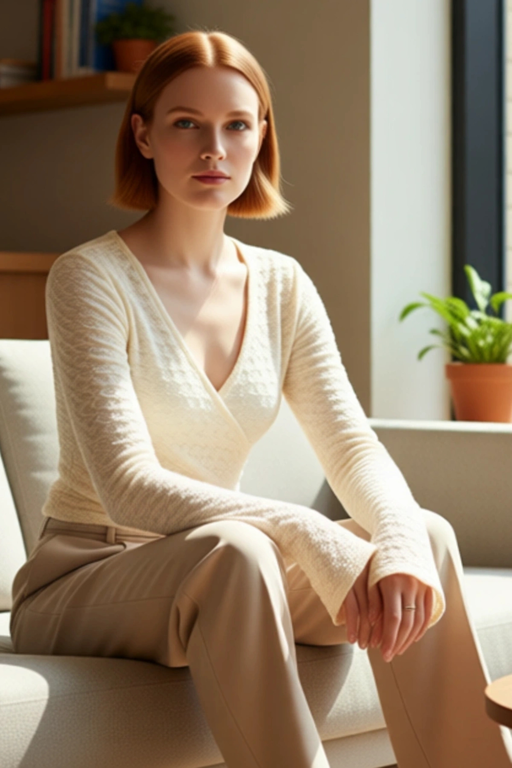 Moda Kruvaze Örme Regular Düz Desen Casual Günlük Crop Uzun Kol Bluz
