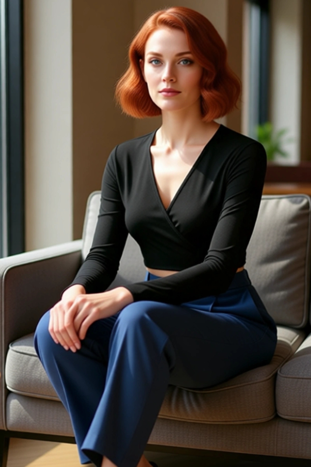 Kadın V Yaka Uzun Kollu Crop Bluz Esnek Örme Kumaşıyla Yazın Cool & Comfort İhtiyacını Karşılar