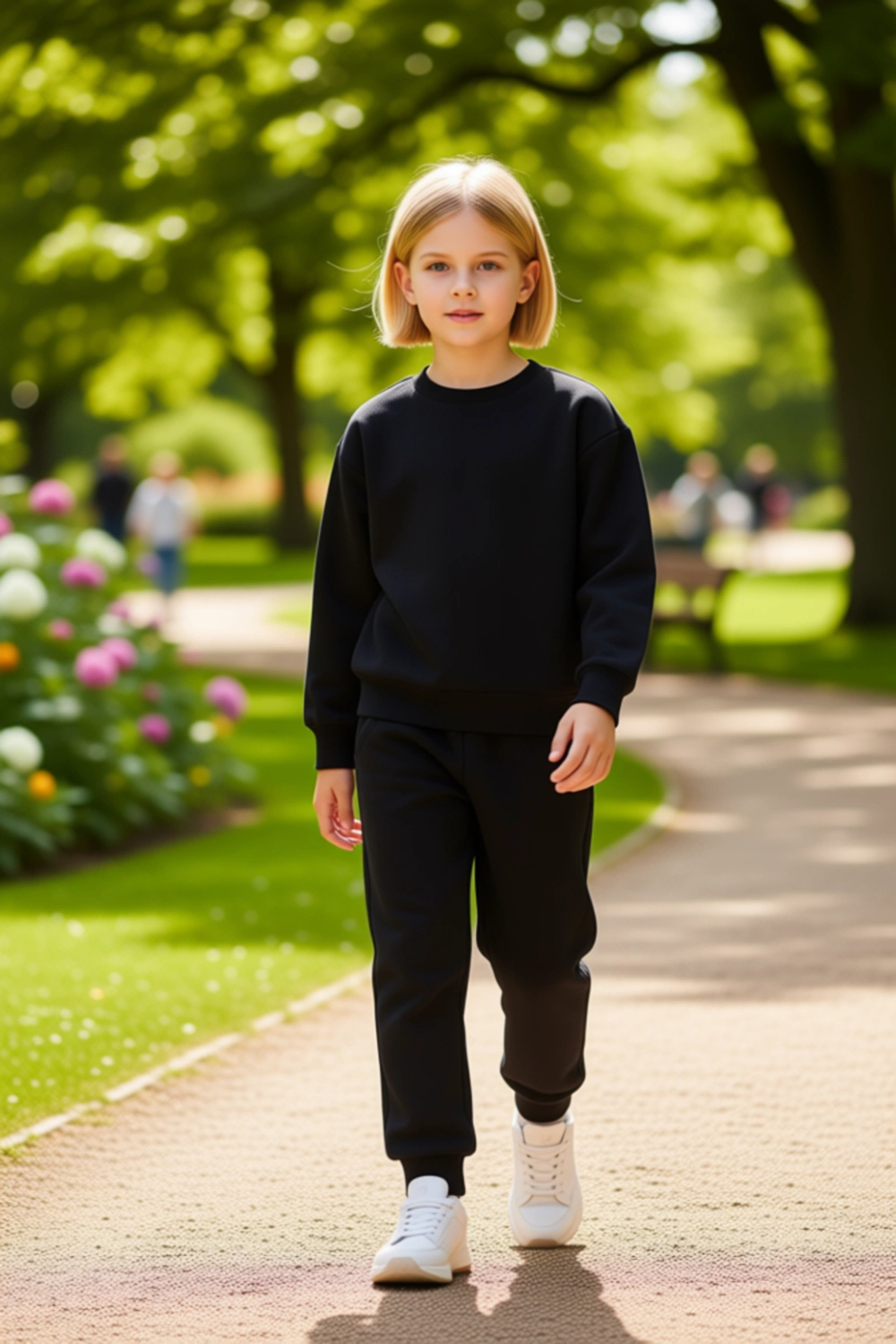 Genç Kızlar İçin Şardonlu Pamuklu Regular Fit Sweatshirt ve Eşofman Altı Takımı Kaliteli Şık