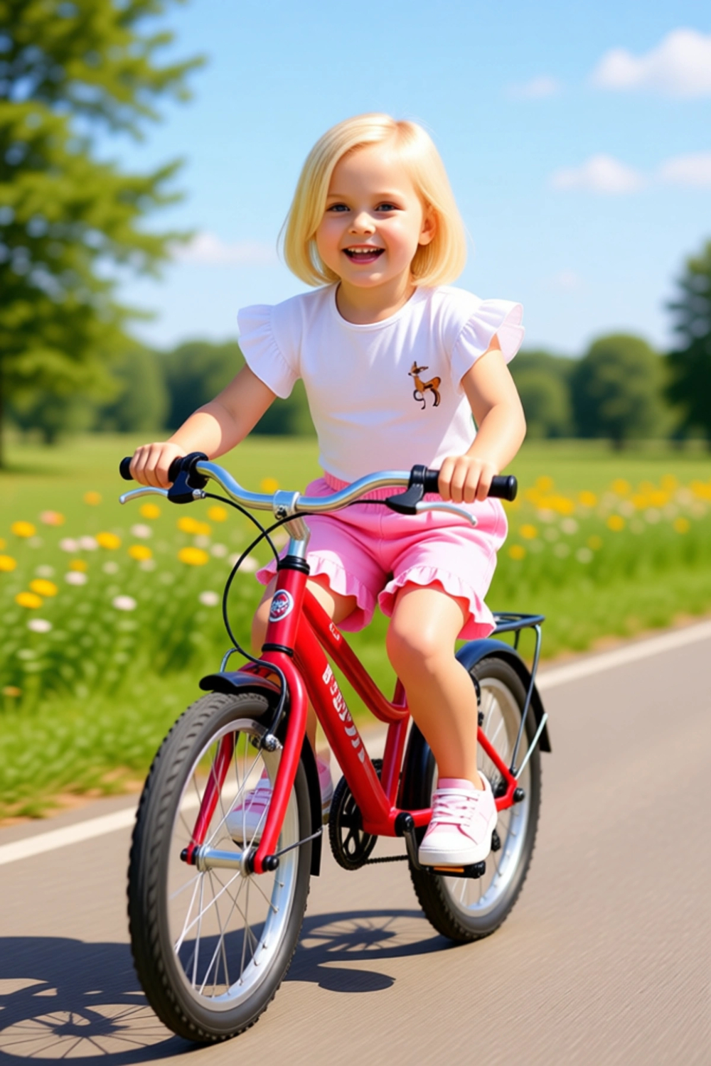 Kız Çocuk Pamuklu Nakışlı Üst ve Fırfırlı Şort İkili Takım Kaliteli Şık Rahat