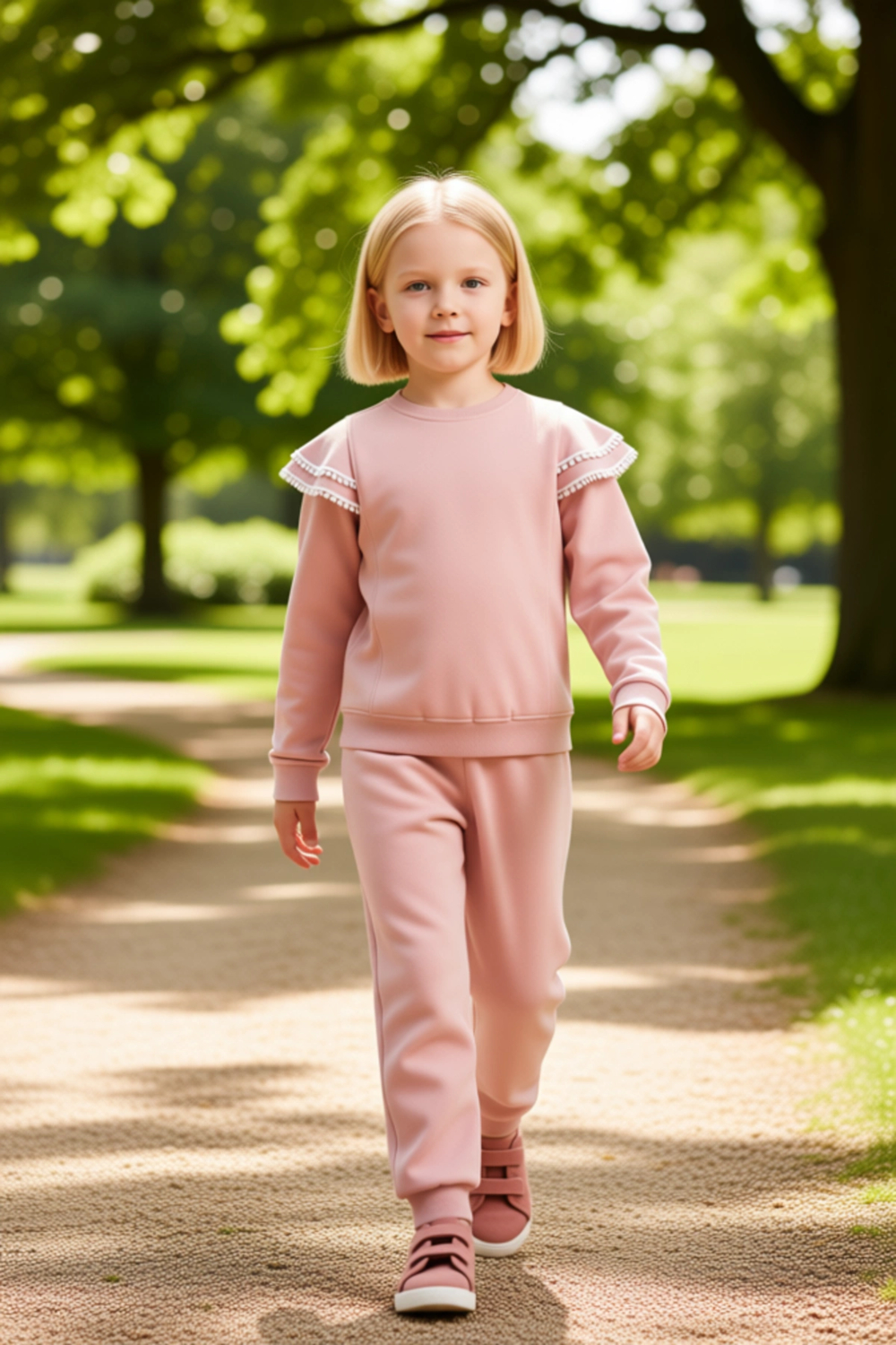 Kız Çocuk Fırfırlı Örme Sweatshirt ve Eşofman Takımı Kış Aylarında Sıcaklık ve Stil Kaliteli