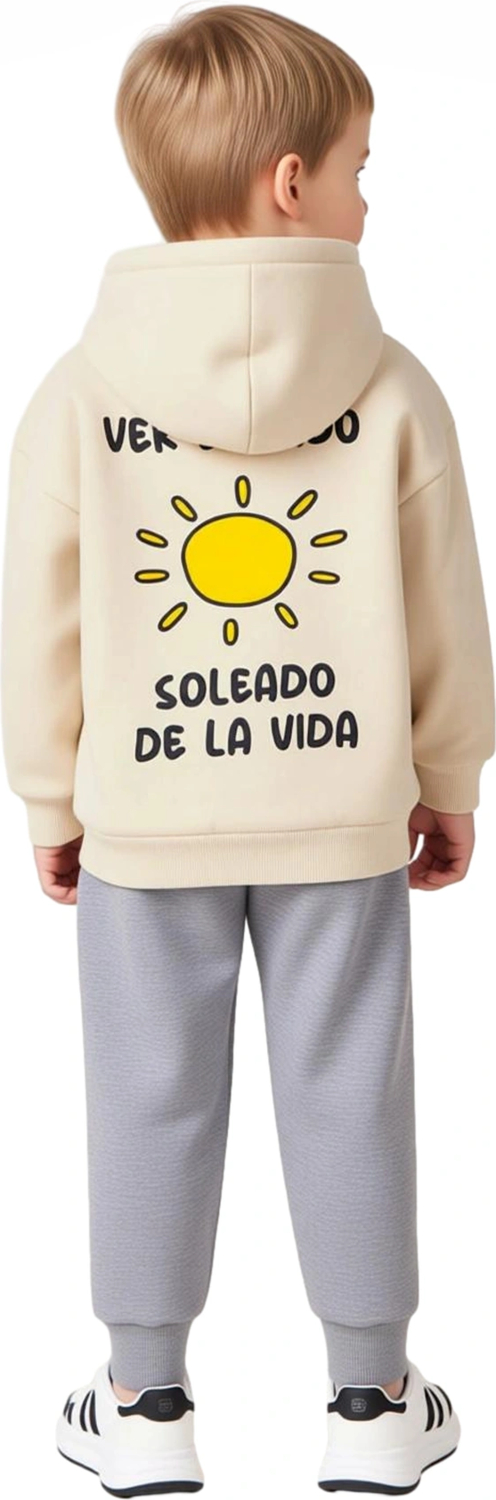 Oversize Kesim Erkek Çocuk Kapüşonlu Sweatshirt ve Eşofman Takımı Kaliteli Şık Rahat