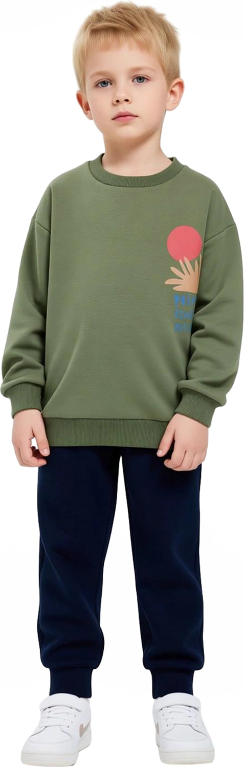 Erkek Çocuk Konforlu Örme Sweatshirt ve Eşofman Altı Takımı Bisiklet Yaka Kaliteli Şık Rahat