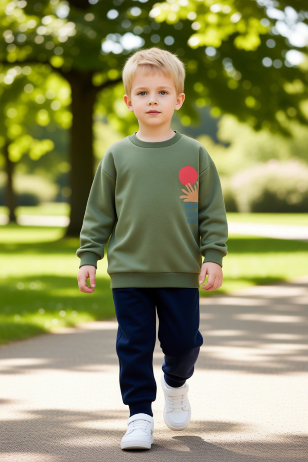 Erkek Çocuk Konforlu Örme Sweatshirt ve Eşofman Altı Takımı Bisiklet Yaka Kaliteli Şık Rahat