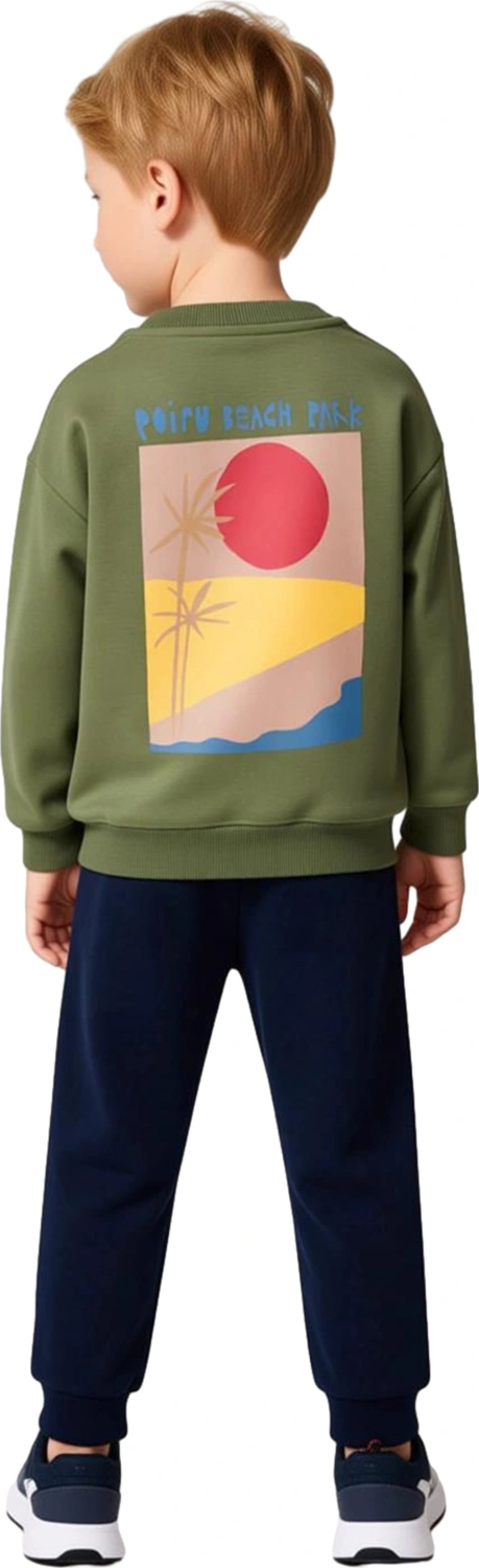 Erkek Çocuk Konforlu Örme Sweatshirt ve Eşofman Altı Takımı Bisiklet Yaka Kaliteli Şık Rahat