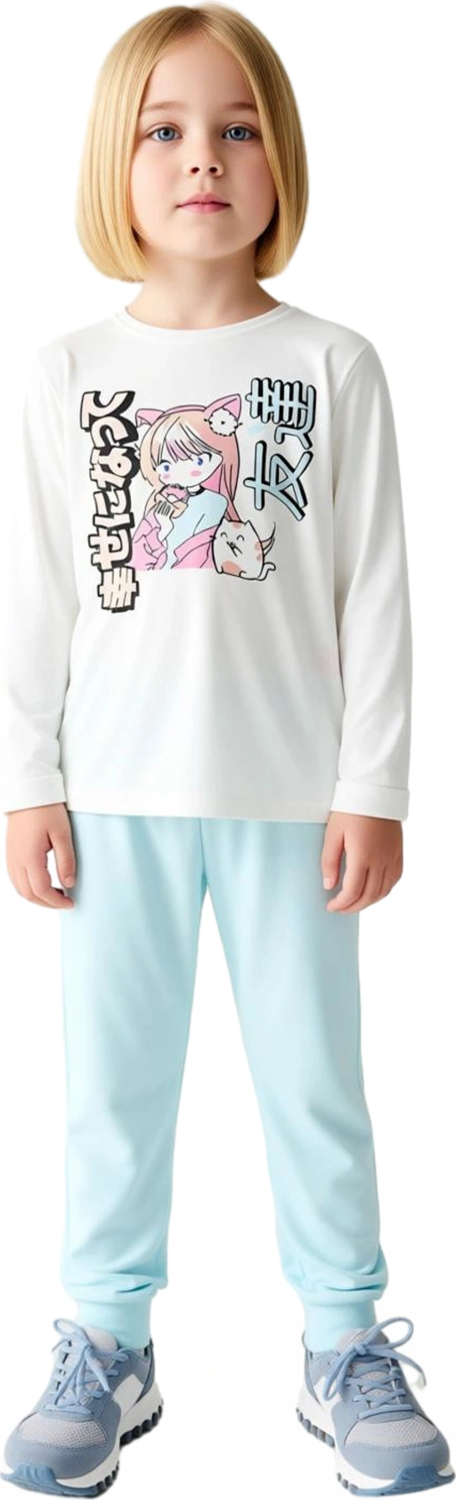 Kız Çocuk Karakter Baskılı Pamuklu Pijama Seti Kaliteli Şık Rahat Günlük