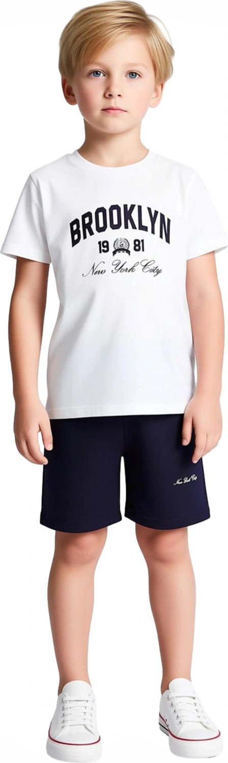 Erkek Çocuk Pamuklu Şehir Temalı T Shirt ve Şort Seti Kaliteli Şık Rahat  Günlük