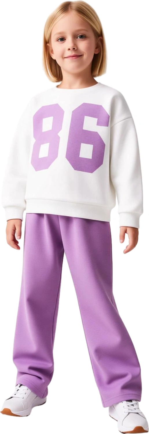 Genç Kız Pamuklu Oversize Sweatshirt ve Eşofman Altı Takımı Spor ve Eğlence Kaliteli Şık Rahat