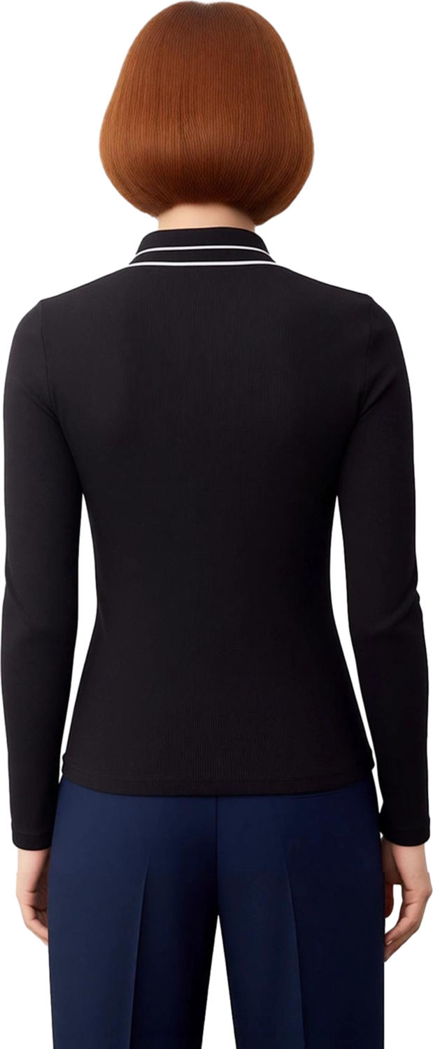 Kadın Düğmeli Polo Yaka Slim Fit Uzun Kollu Örme Üst Kaliteli Şık Rahat Modern Zarif Günlük