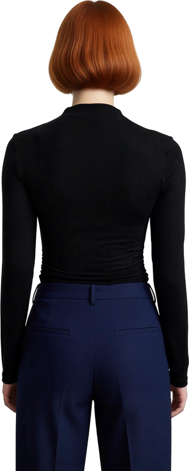 Stil Kadın Fitted Büzgü Drape Detaylı Bluz Crop Örme Slim Kalıp