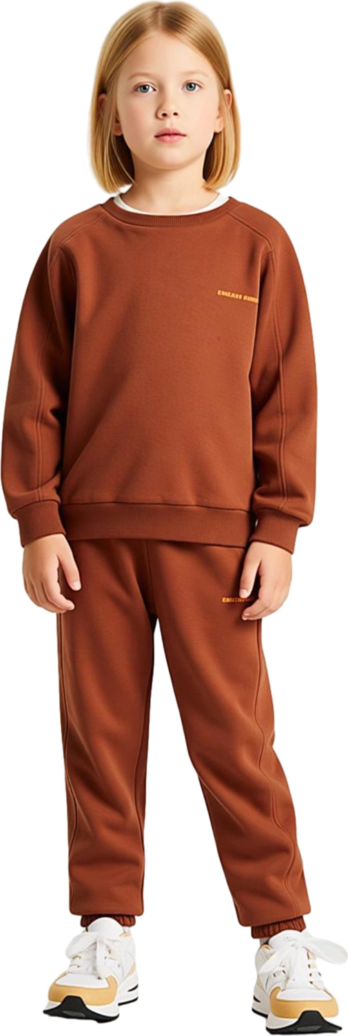 Çocuklar İçin Yumuşak Pamuk Karışımlı Oversize Sweatshirt ve Eşofman Altı Seti Kaliteli Şık