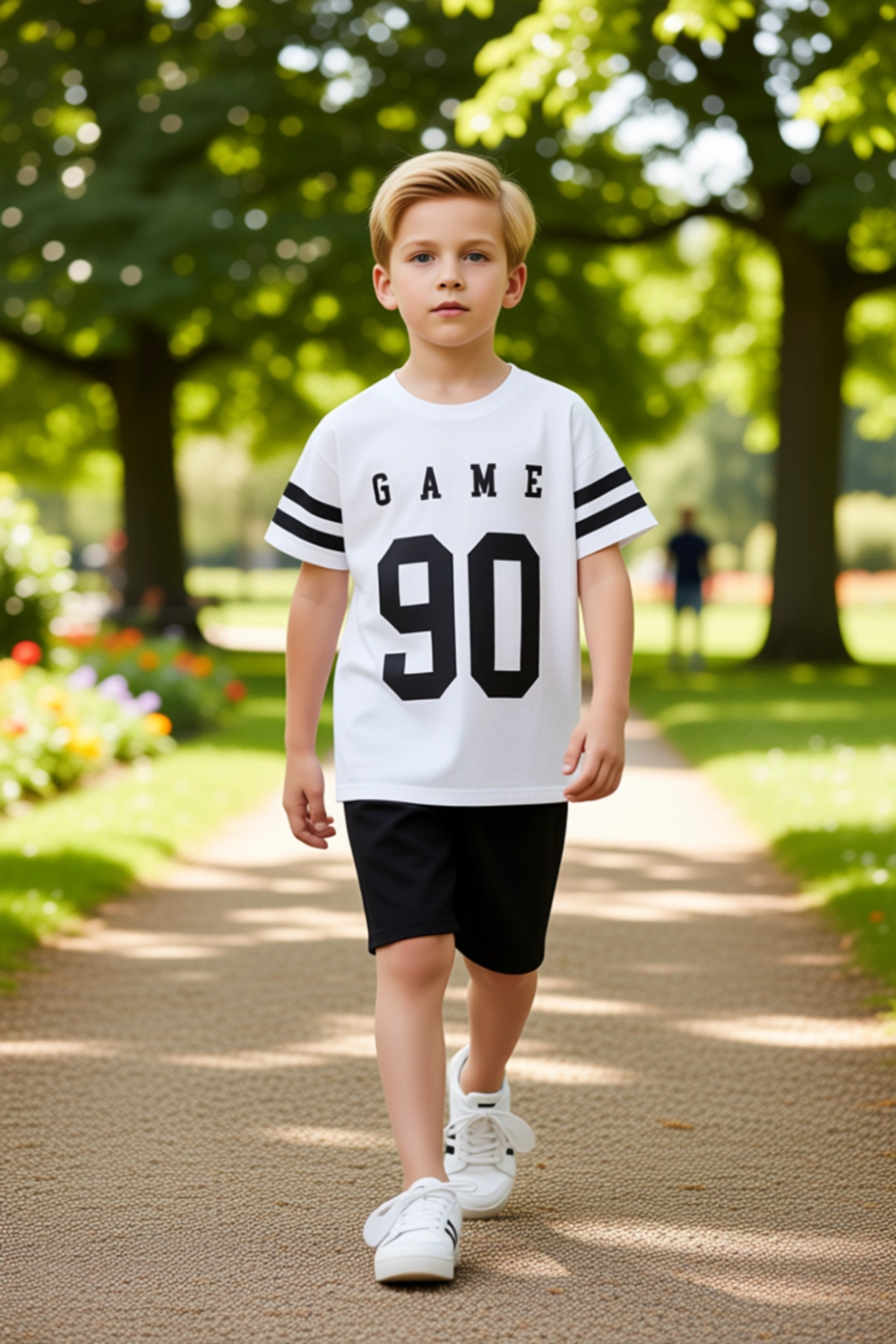 Genç Erkek Pamuklu Oversize Bisiklet Yaka Baskılı T shirt Ve Şort Kombinasyonu Kaliteli Şık