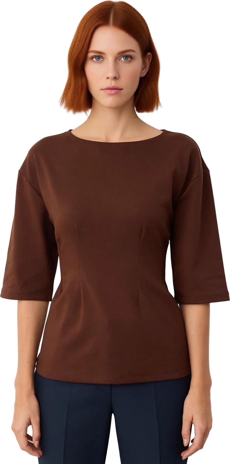 Kadın Fitted İnterlok Bluz Truvakar Kol ve Peplum Detaylı Günlük Şıklık Kaliteli Şık Rahat
