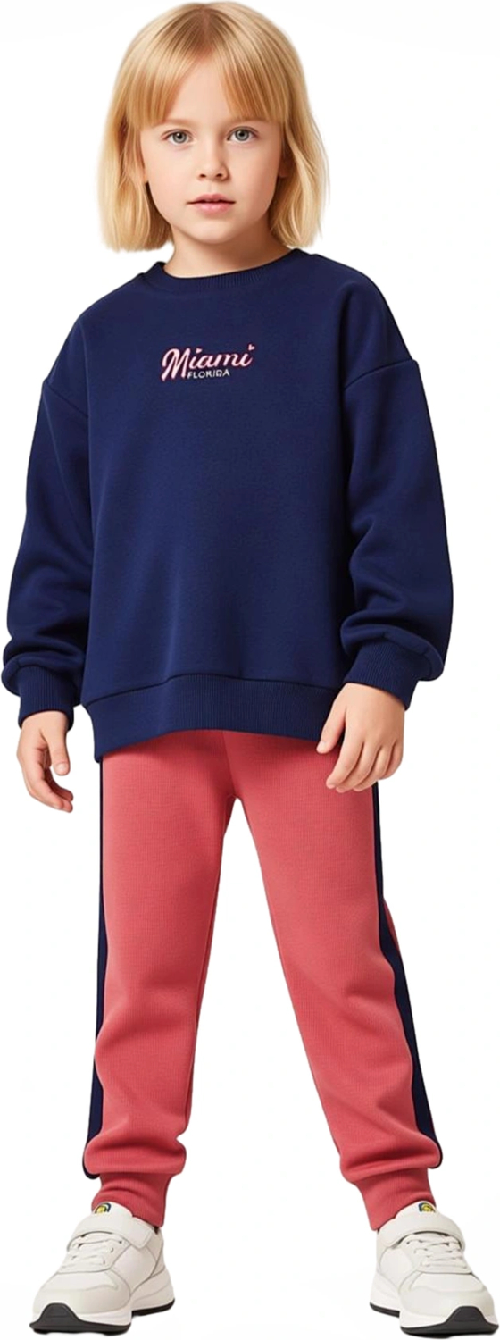Kız Çocuk Pamuklu Oversize Sweatshirt ve Esnek Tayt Takımı Kaliteli Şık Rahat
