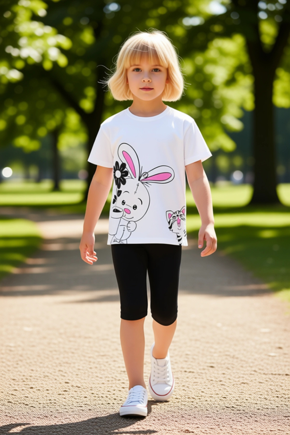 Kız Çocuk Pamuklu Örme Takım Oversize T Shirt ve Esnek Tayt ile Enerjik Günler Kaliteli Şık