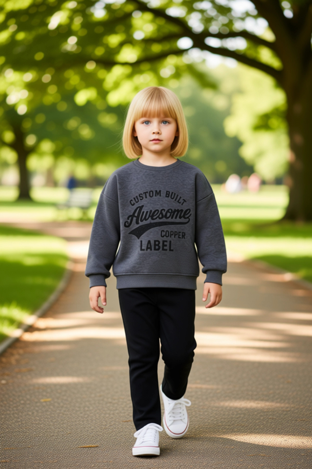 Kız Çocuk Slogan Baskılı Polar Sweatshirt ve Esnek Tayt İkili Takım Kaliteli Şık Rahat