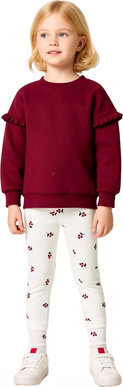Kız Çocuk Örme Sweatshirt ve Tayt Seti Sevimli Baskılarla Günlük Şıklık Kaliteli Şık Rahat